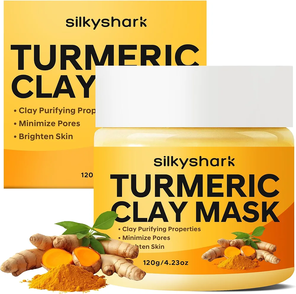 Turmeric Clay Mask (4.23 Oz), Vitamin C Clay Mask with Turmeric, Turmeric Face Mask with Kaolin Clay & Turmeric for Deep Clean, Dull Skin, Skincare Mask for Controlling Oil & Refining Pores