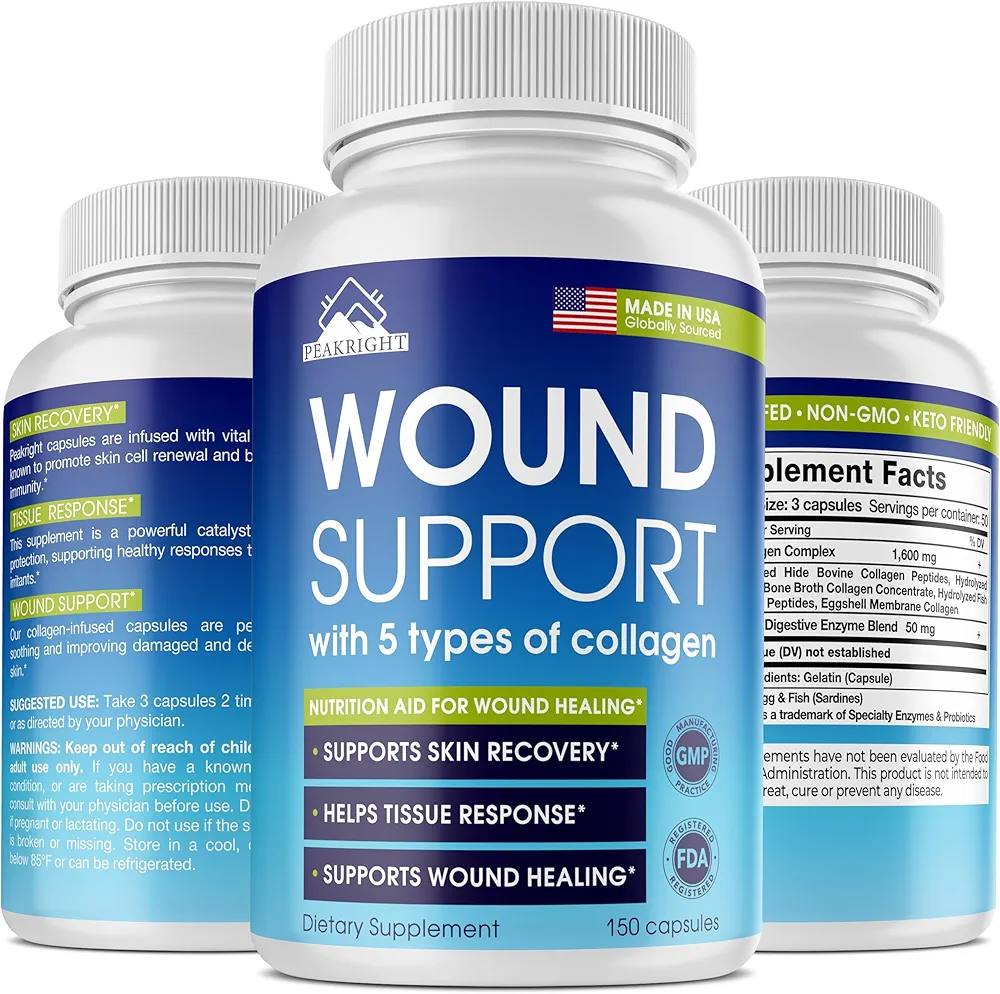 Wound Healing Natural Scar Pills - Made in USA - Scar Reduction, Surgery Recovery & Wound Support -Reduce Scarring and Lessen Bruisings & Swelling - Recover Faster from Plastic Surgery, Breast Surgery