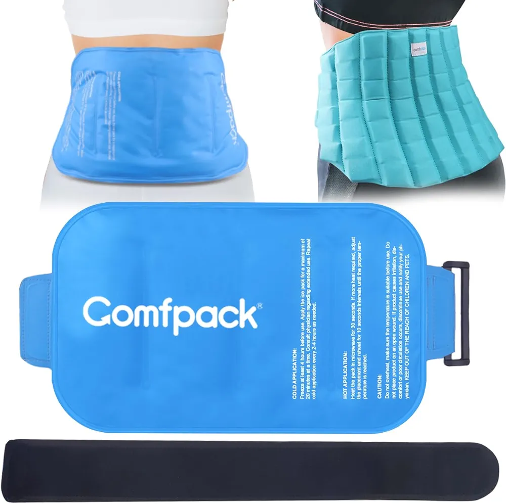 Ice Pack for Back Pain Relief, 2 Hours Long Lasting Cold Therapy Flexible Lower Back Ice Pack Wrap for Back Injuries, Sciatica, Coccyx, Swelling, Back Surgery Green