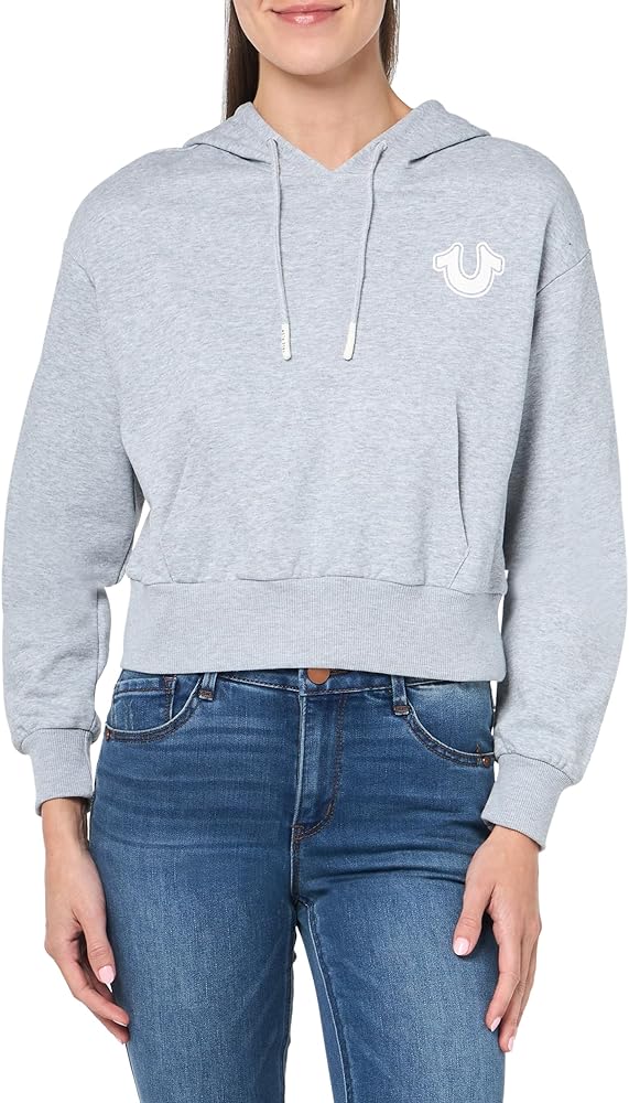 True Religion Women's Distressed Horseshoe Pullover Hoody