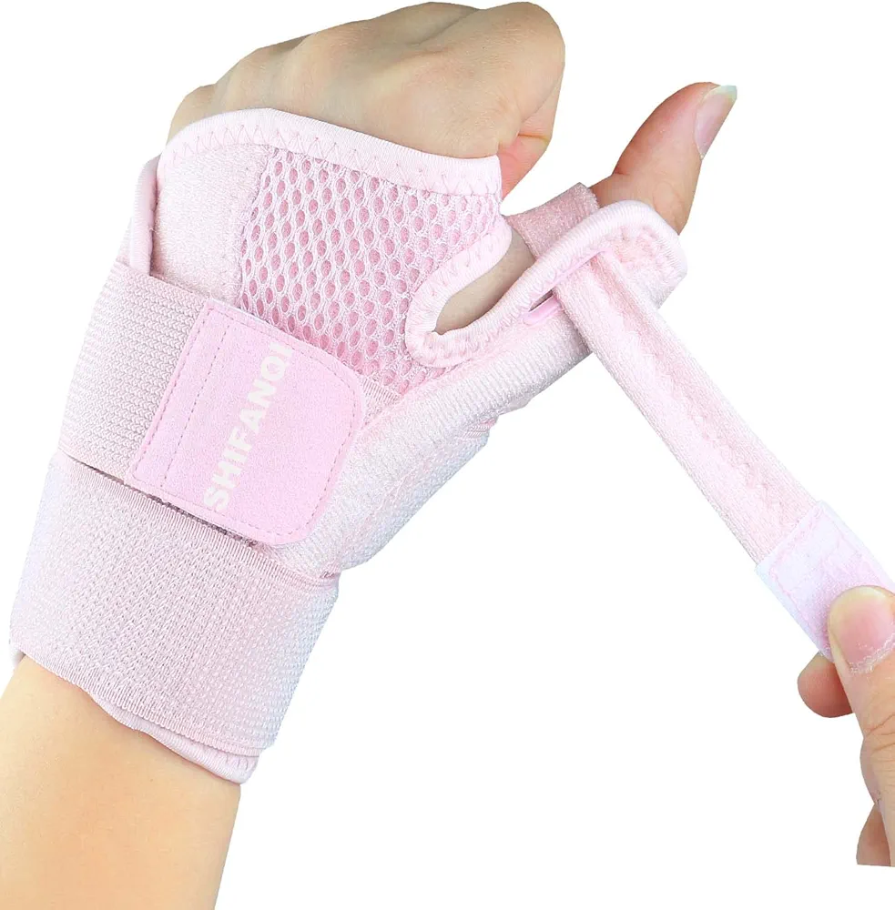 Trigger Thumb Splint for Left Right Hand,Thumb Spica Support Brace Wrist Stabilizer for Pain, Carpal Tunnel, Sprains, Arthritis, Tendonitis, Tenosynovitis with Adjustable Strap for Men Women (Pink)