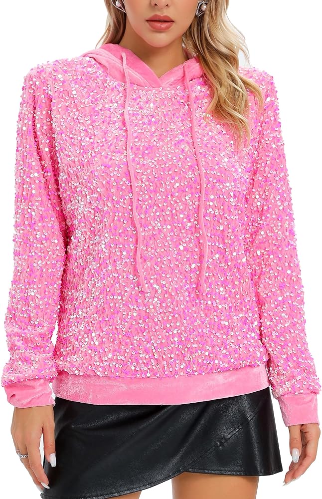 Women's Sequin Velvet Jumper Soft Hoodie