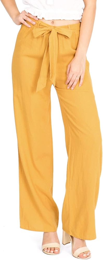 Women's Juniors Wide Leg Spring Linen Pants