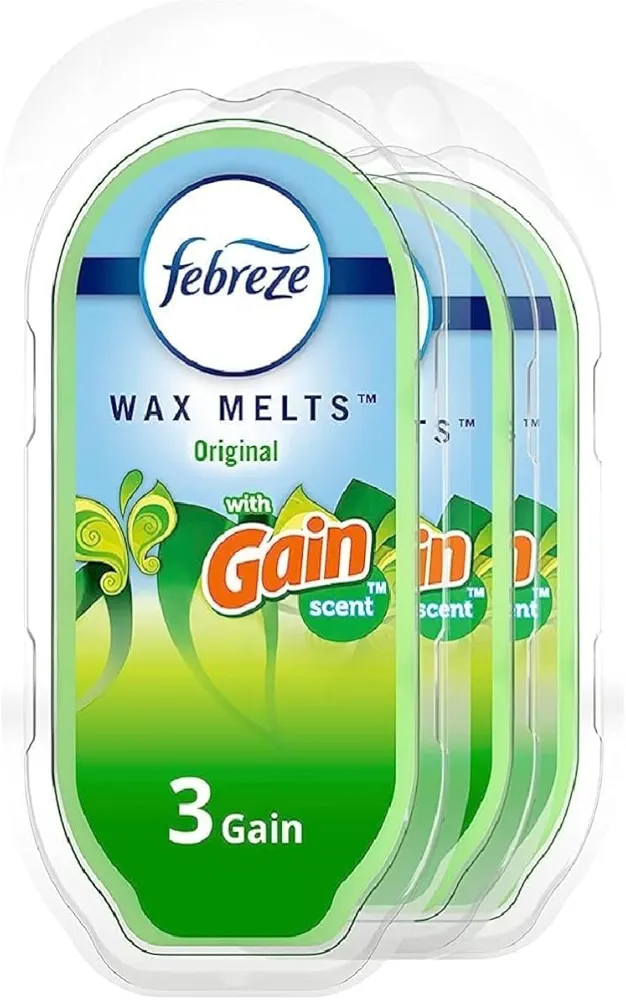 Febreze Original Gain Wax Melts, 3 Packs of 6 Wax Melt Warmer Cubes per Pack, Each pack is 2.5 OZ of Air Freshener