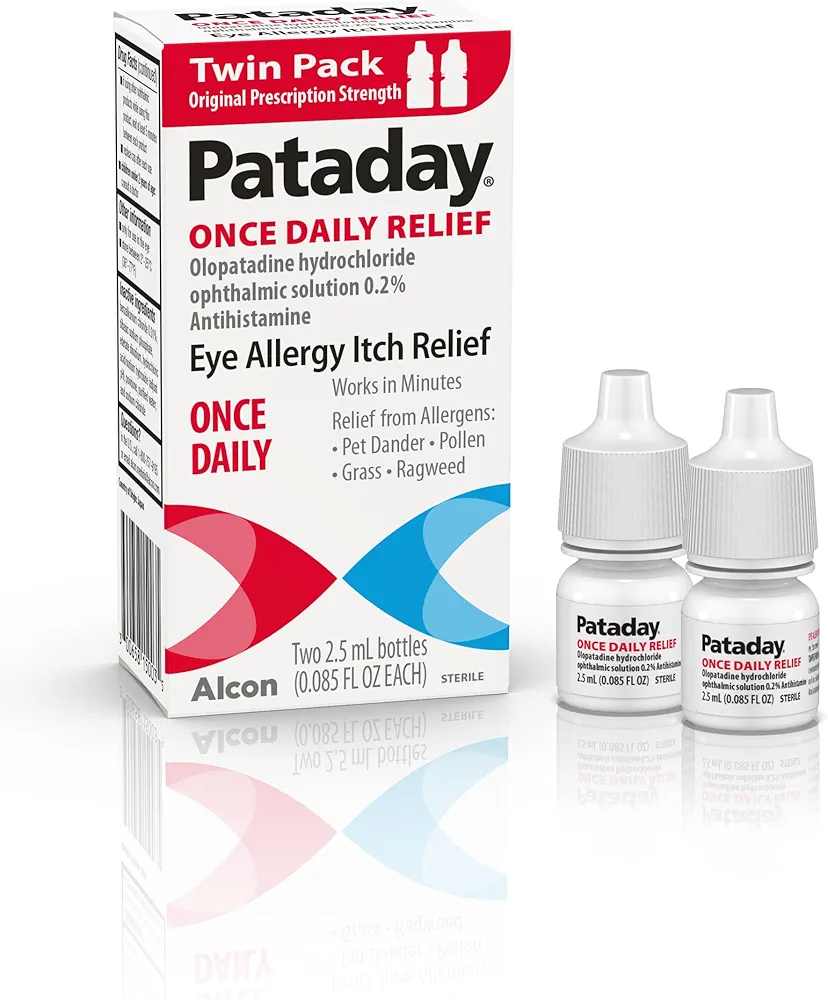 Pataday Once Daily Relief Allergy Eye Drops by Alcon, for Eye Allergy Itch Relief, 2.5 ml (Pack of 2)