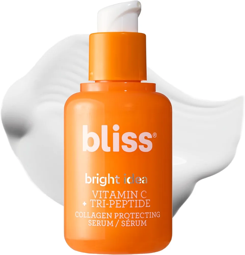 Bliss Bright Idea Vitamin C + Tri-Peptide Collagen Brightening Face Skincare Serum - Anti Aging, Reduces Dark Spots, Boosts Skin Elasticity - Clean - Vegan & Cruelty-Free - 1 Fl Oz