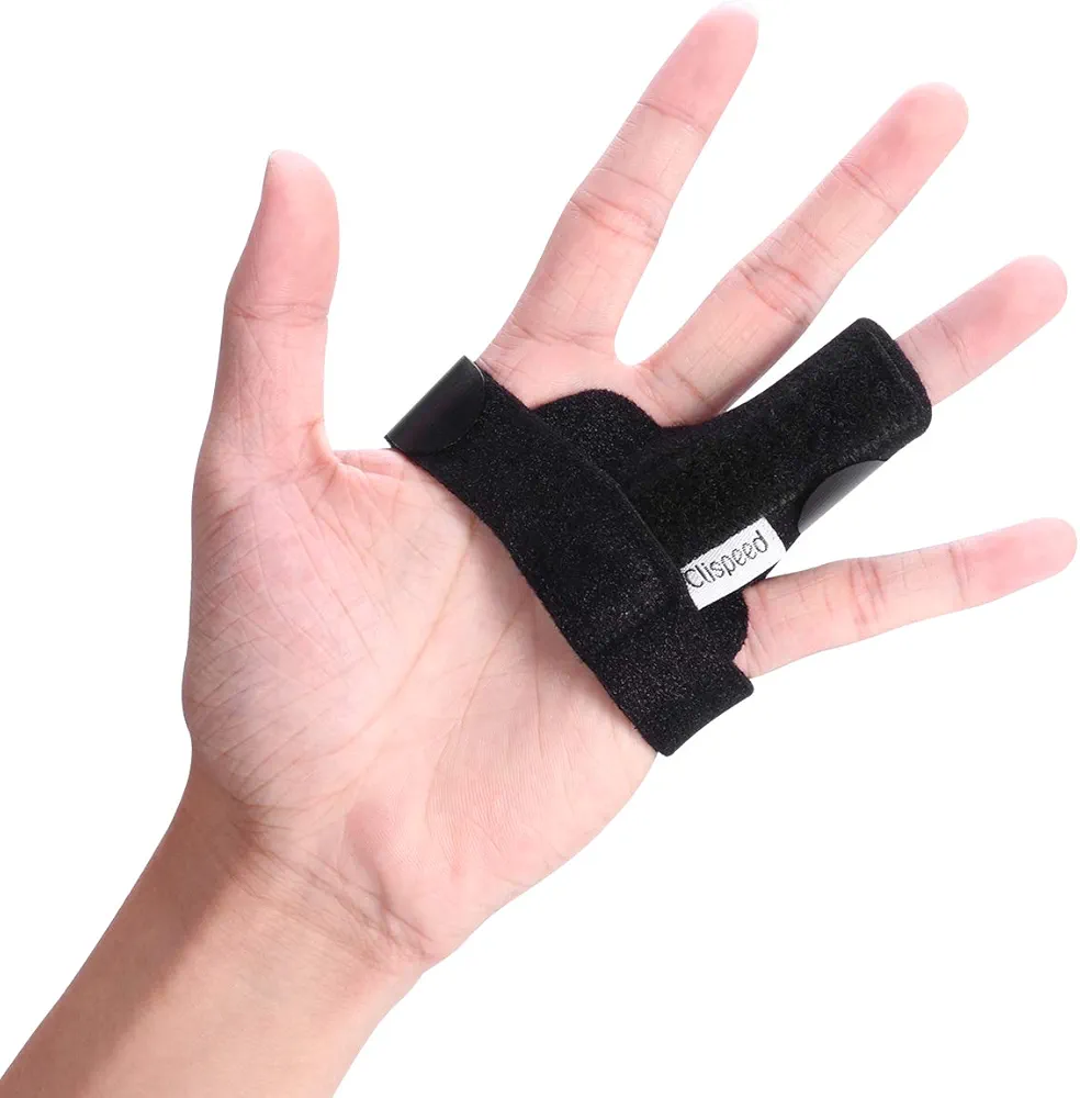 CLISPEED Finger Splint,Splint for Trigger Finger,Trigger Finger Splint Built-in Aluminium Support Adjustable Brace for Pain Relief (Black)