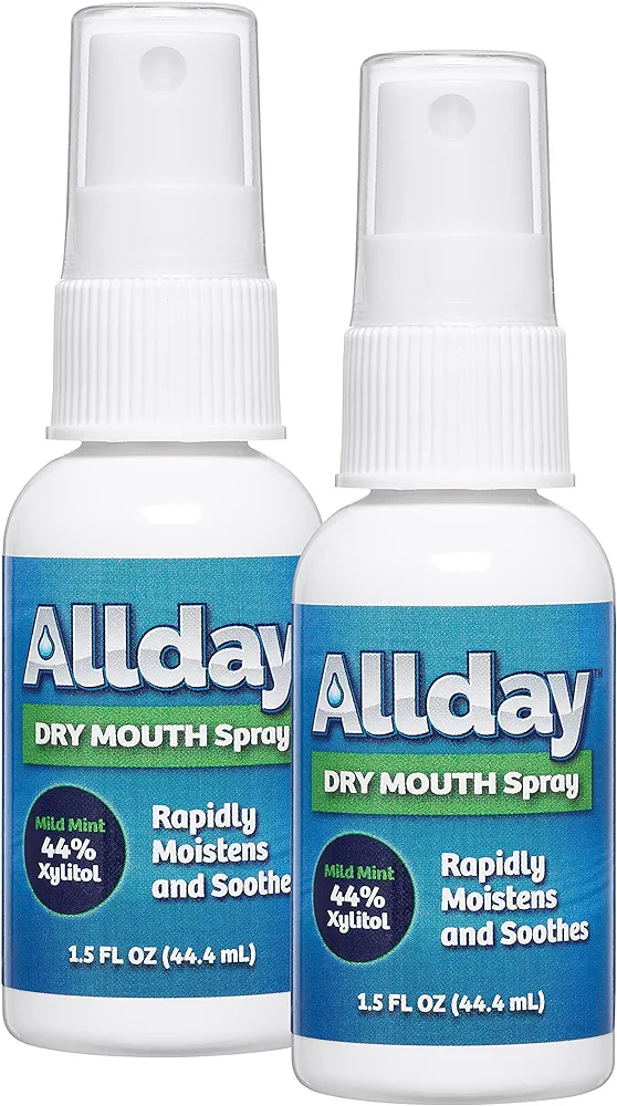 Allday Dry Mouth Spray - Maximum Strength Xylitol, Fast Acting, Non-Acidic (Pack of 2)