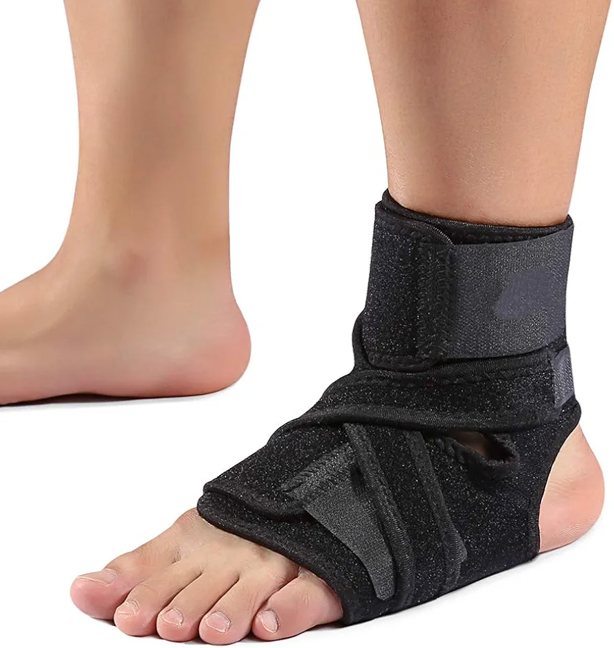 GOTOTOP Ankle Brace Adjustable Breathable Foot Support Daytime Splint with Heel Strap That Fits in Shoe,Foot Arch Pain Relief and Sprains,Black