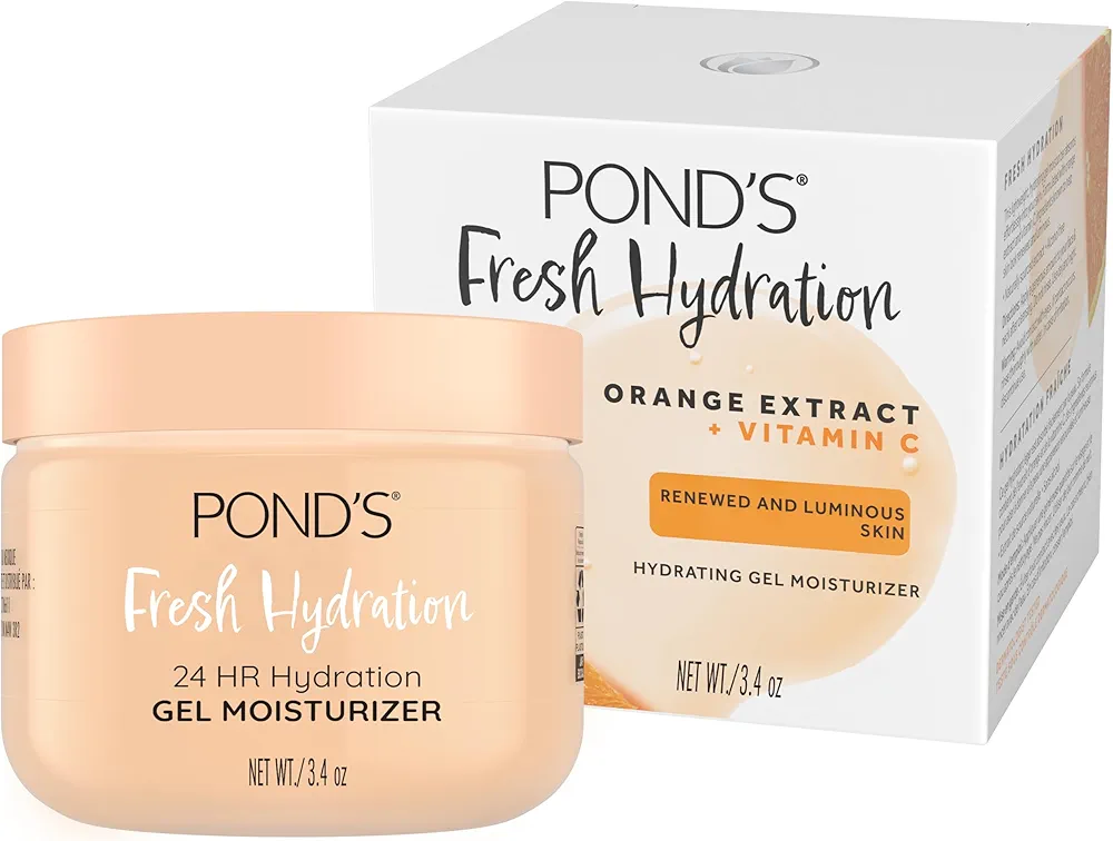 POND'S Orange Extract & Vitamin C Gel Face Moisturizer For Renewed and Luminous Skin, 3.4 oz