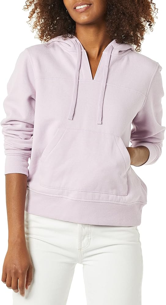 Amazon Essentials Women's Classic-Fit Long-Sleeve Open V-Neck Hooded Sweatshirt