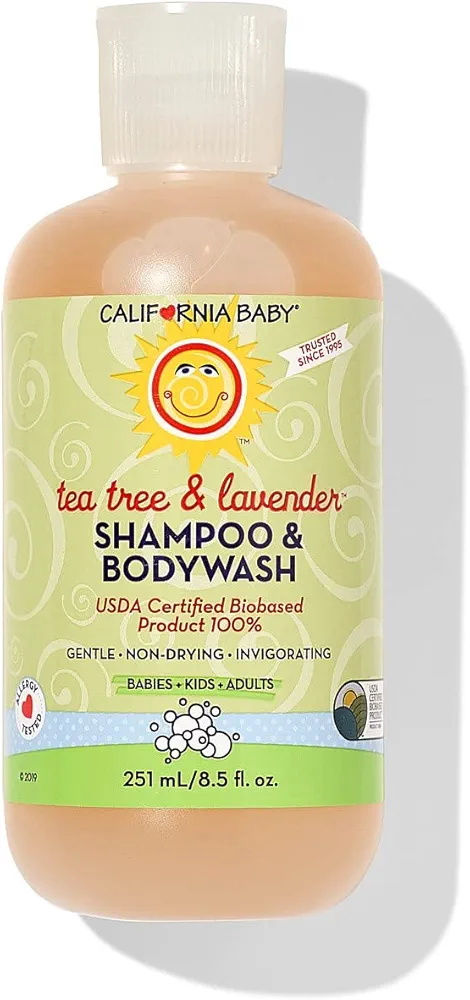 California Baby Tea Tree & Lavender Baby Shampoo And Body Wash - Allergy Tested Baby Soap and Toddler Shampoo, for Dry, Sensitive Skin, 100% Plant-Based - USDA Certified, 251 mL / 8.5 fl. oz.