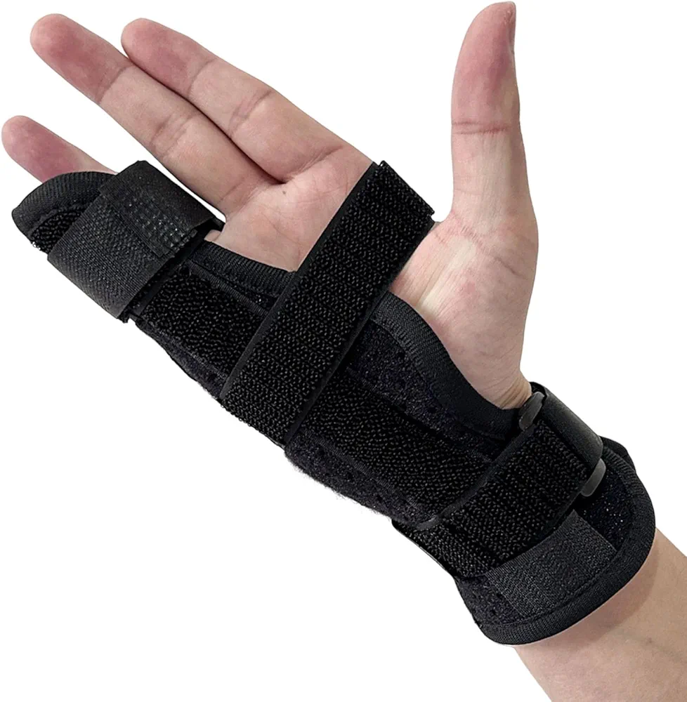 Boxer Break Metacarpal Splint Brace - 4th or 5th Finger Splint Support - Straightening for Trigger Finger, Injury, Fracture, Broken, Tendonitis - Adjustable Fit Right or Left (Large)