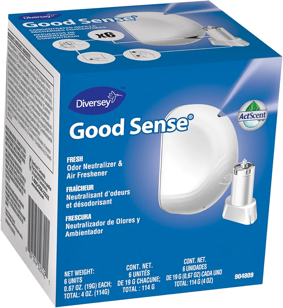 Diversey Good Sense 904809 Automatic Spray System, Odor Neutralizer and Air Freshener, 12 x 19 gal/0.67 oz. Cartridges, Fresh (Pack of 12)