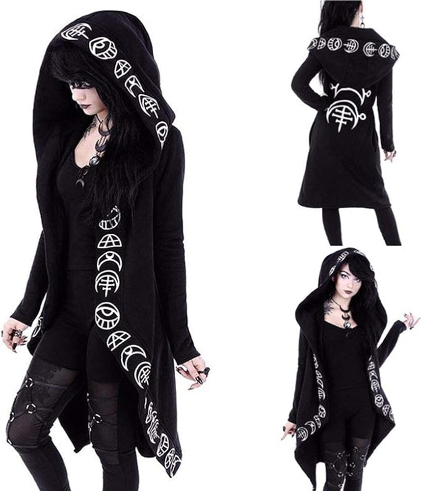 diffstyle Women Moon Gothic Witchcraft Punk Vintage Casual Long Hoodies Top Sweatshirt