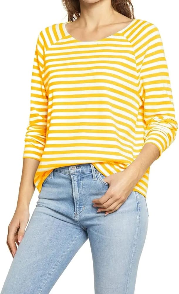 Ladiyo Womens Casual Crew Neck Striped Long Sleeve T Shirt Basic Blouse Tunic Tops Lightweight Pullover Sweatshirt