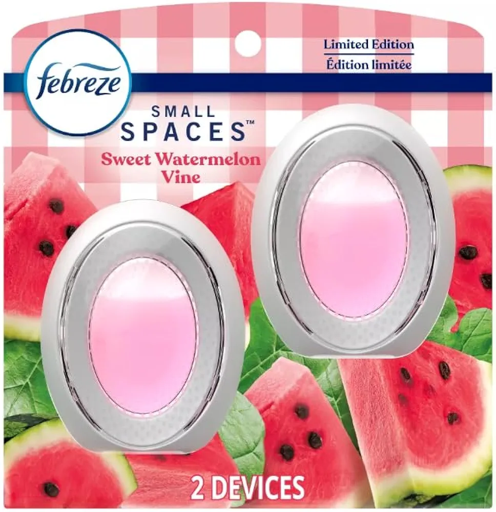 F.e.b.r.e.z.e Small Spaces Air Freshener-Limited Edition- 0.25 fl oz/2pk (Sweet Watermelon Vine), Clear