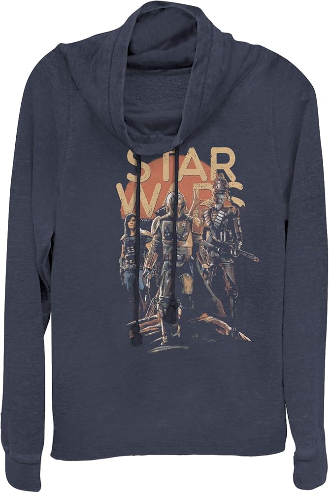 STAR WARS Junior's The Mandalorian Character Entourage Cowl Neck Sweatshirt