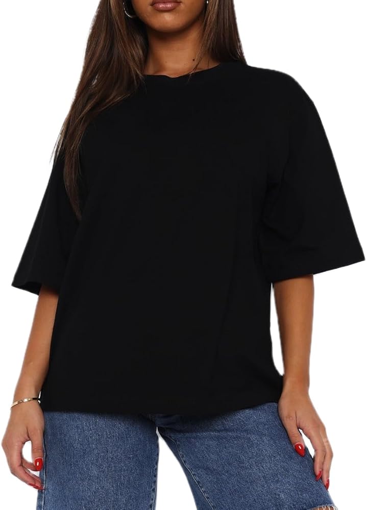 Oversized T Shirt for Women Short Sleeve Crew Neck Summer Casual Tops Y2k Trendy Going Out Blouse Tops