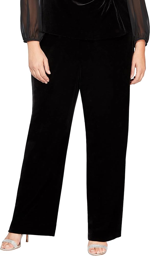 Alex Evenings Women's Plus Size Straight Leg Velvet Dress Pant