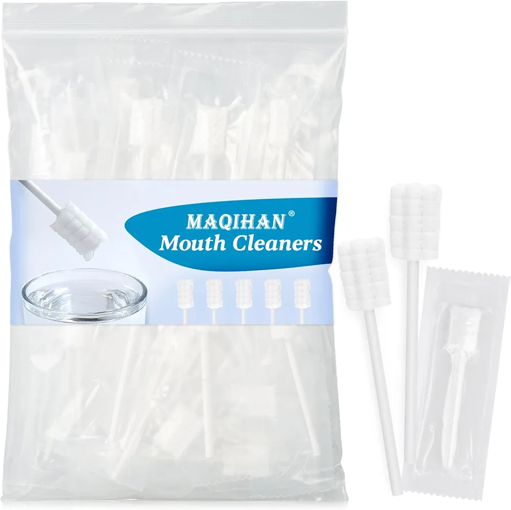 50 Gauze Mouth Swabs for Elderly - Oral Swabs Disposable Toothbrushes Individually Wrapped Swabsticks for Dry Mouth Cotton Gauze on a Stick Dental Oral Care Elderly Hospice Care Supplies