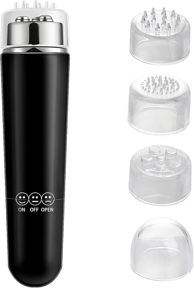 Mini Travel Massager, Mini Massager Mini Tool with Cute Expressions for Face Back, Neck (Black)