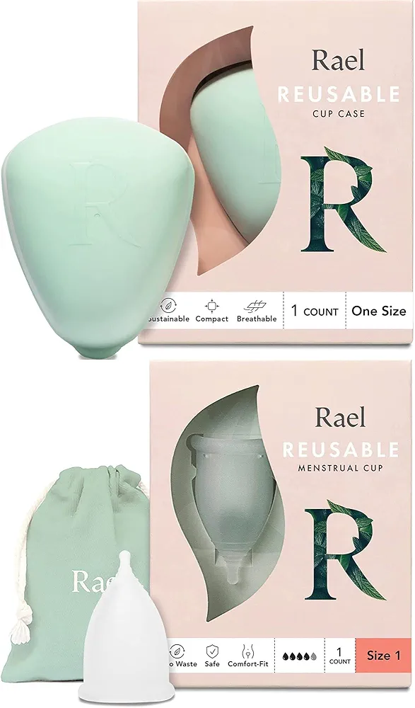 Rael Bundle - Menstrual Period Cup (Medium Flow, Size 1), Period Cup Case (One Size)