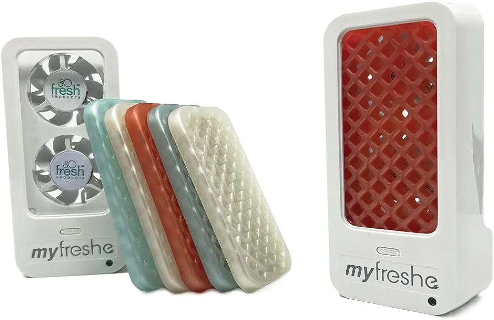 Fresh Products myfreshe Plug-in Air Freshener, Worry-free No Heat, No Glass, Dry Fragrance Refills, Made in the USA - Starter Kit w/ 2 Dispensers and 3 Fragrances