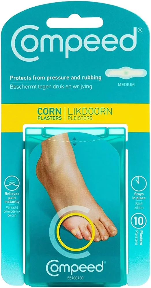 Compeed Corn Plasters, Advanced Corn Care Cushions, 10 Count Corn Toe Pads (2 Packs) - Packaging may Vary