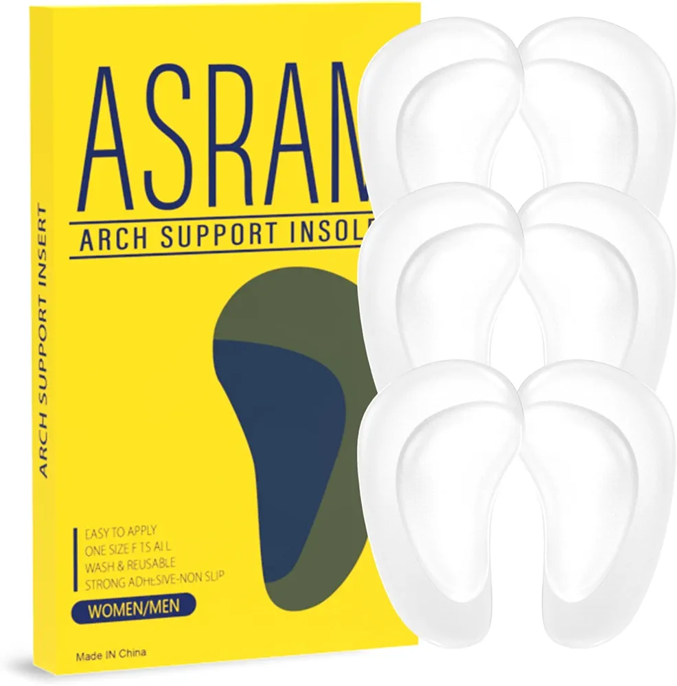 Arch Support,Soft Gel Insole Pads,High Heel Inserts,Reusable Arch Cushions Best for Flat Feet and Plantar Fasciitis,High Arch Pain Relief,for All Day Pain Relief and Comfort.(Clear*3,0.3Inch)