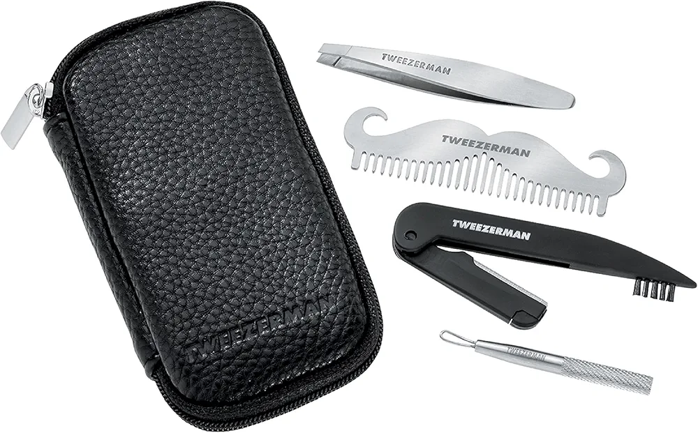 Tweezerman G.E.A.R. Travel Essential Grooming Tools Kit, Black