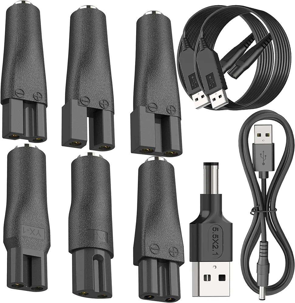 10 PCS 5V Replacement Charger USB Power Cord Adapter Compatible with Various Types of Hair Clippers,Beard trimmers,Shavers,Beauty Instruments, Electric hairdressers,Desk Lamps,HQ8505 Charging Cable