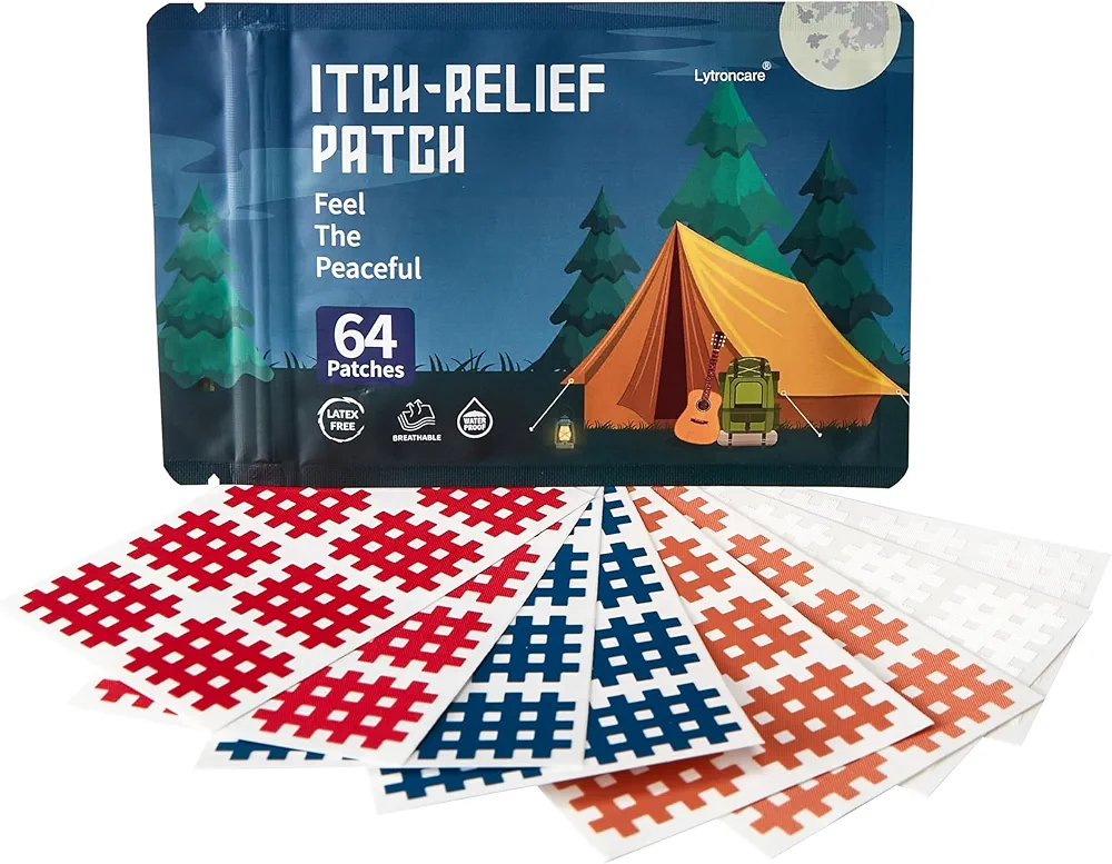 Itch Relief Patch 64 Count，Mosquito Bite Patches for Kids & Adults, Hypoallergenic Stickers Soothe Swelling & Itching, Family Size for Camping &Outdoors