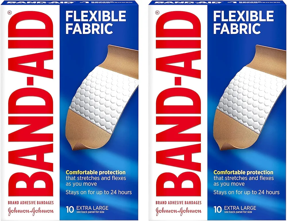 Band-AID Flexible Fabric Bandages, Extra Large 10 ea (Pack of 2)