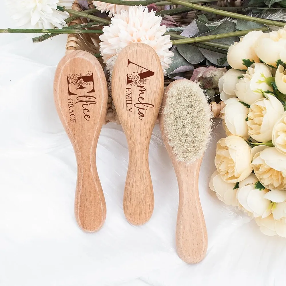 Personalized Baby Brush for Hair Wooden Baby Hair Brush Soft Bristle Brush for Baby Newborn Brush Custom Infant Hair Brush Baby Shower Keepsake for Baby Girls or Boys