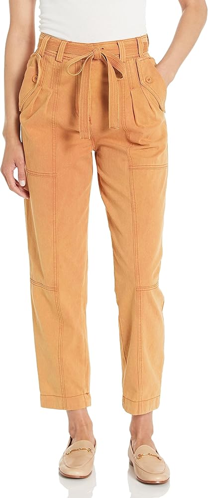 MOON RIVER Women's Button Pleat Peg Leg Pants