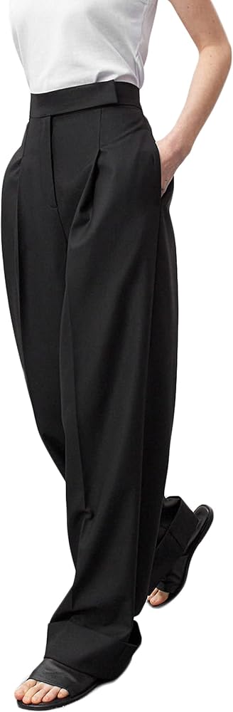 Women’s Wide Leg Trousers Pants High Waisted Black Business Work Straight Leg Long Pants