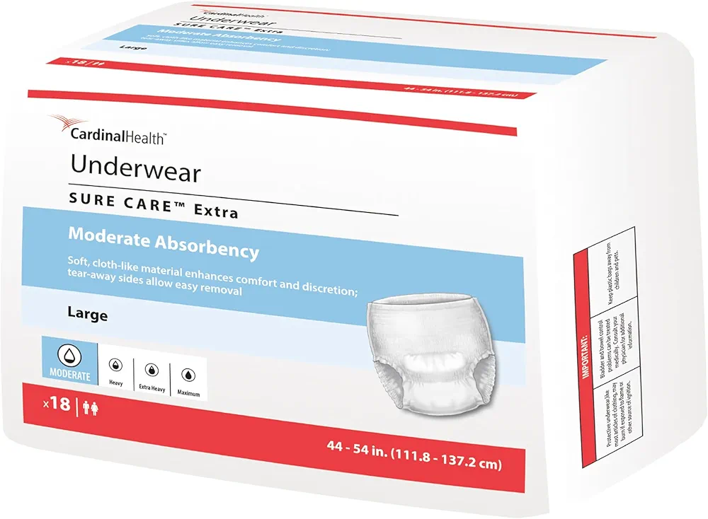 Cardinal Health™ Protective Underwear, Sure Care™ Extra, Moderate Absorbency, Small/Medium, Case of 80