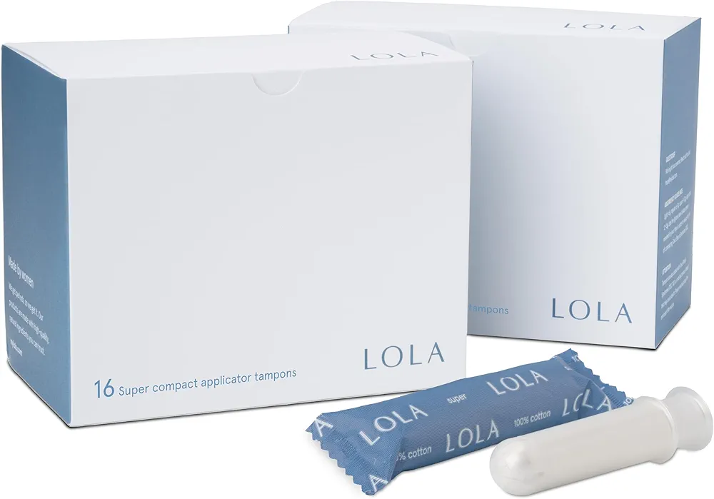 LOLA Organic Cotton Tampons, 32 Count - Super Non-Toxic Tampons, Period Feminine Hygiene Products, HSA FSA Approved Products Feminine Care