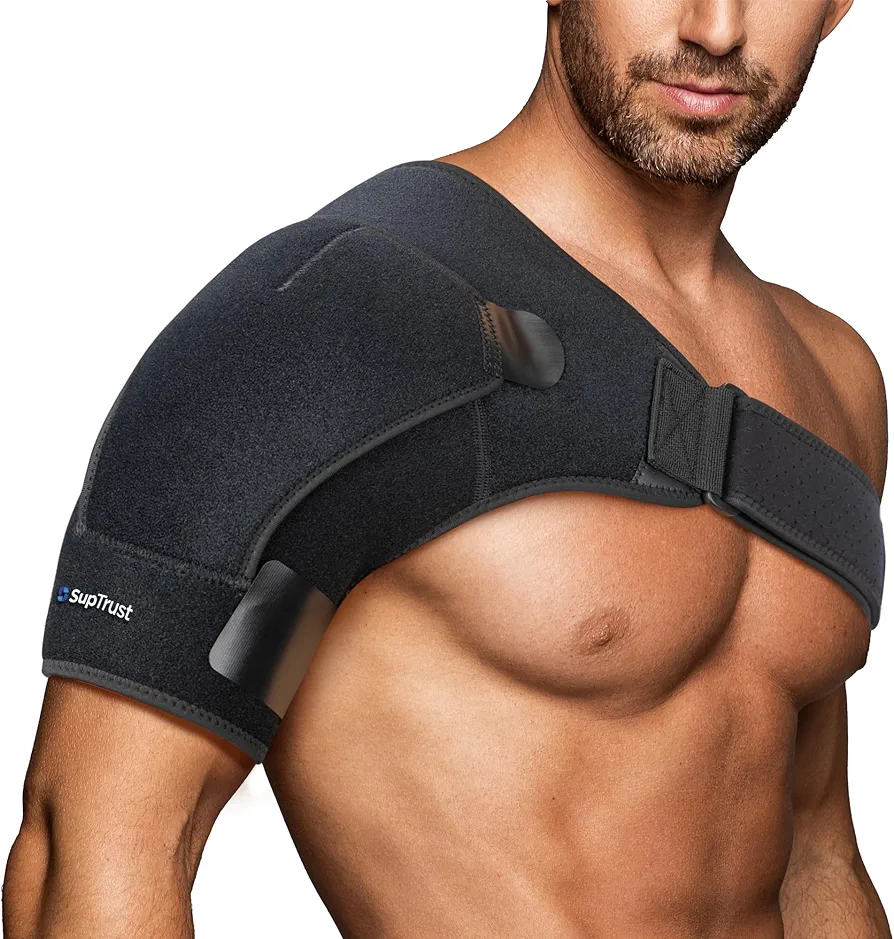 Suptrust Recovery Shoulder Support Brace: Shoulder Pain AC Joint Pain Compression Pain Relief Torn Rotator Cuff Shoulder Injuries and Tendonitis - Adjustable Shoulder Wrap(Large/X-Large Size)