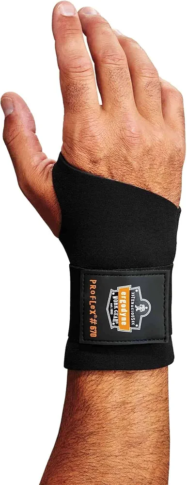 Ergodyne ProFlex 670 Ambidextrous Single-Strap Wrist Support, Medium , Black