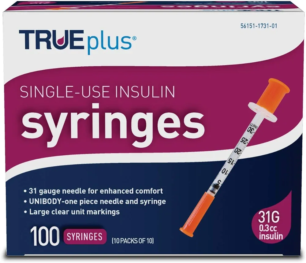 TRUEplus - Insulin Syringes 31g 0.3cc 5/16" (Pack of 100)