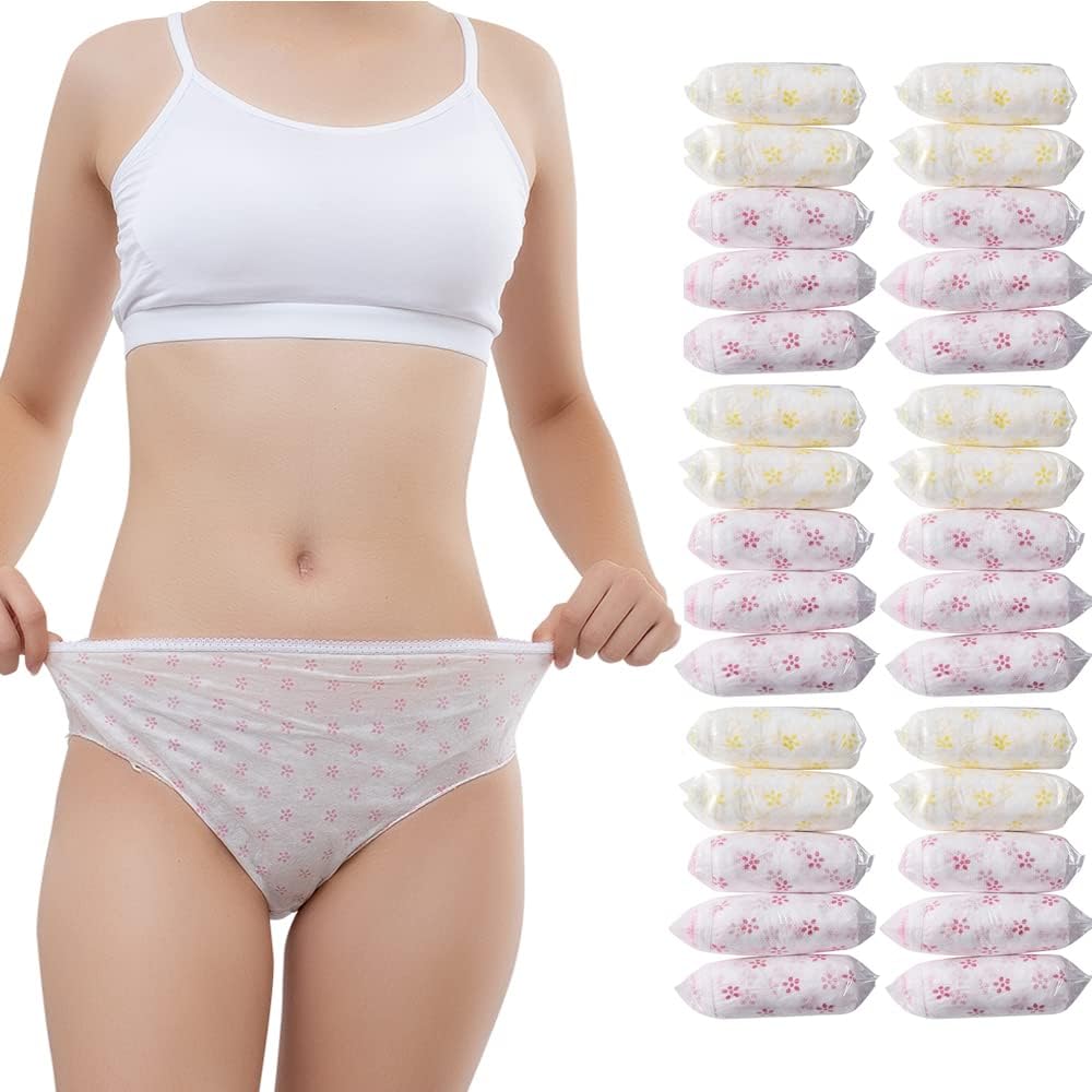 Women's Disposable Nonwoven Underwear Ladies Briefs Paper Printing Panties for Travel Hotel Spa Hospital Stays Emergencies