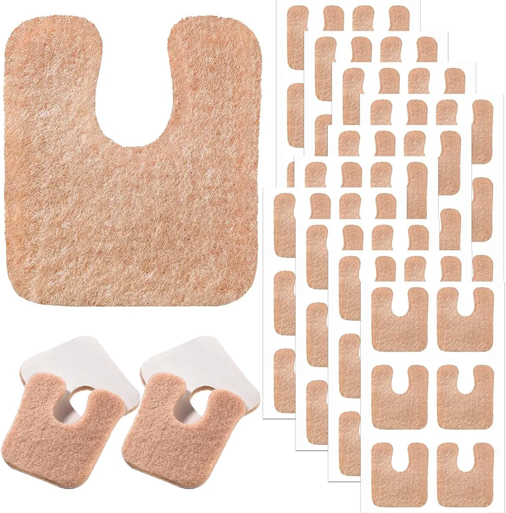 60 Pieces U Shaped Felt Callus Pads Metatarsal Pads Forefoot Foot Pads Pain Relief Foot Cushion Keep Protecting Calluses from Rubbing on Shoes Adhesive Pads for Men and Women