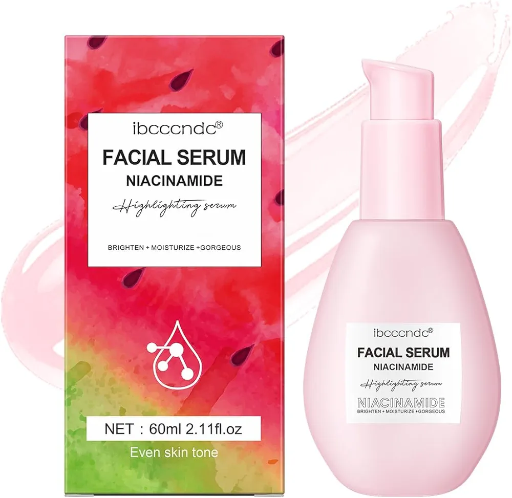 60ML Watermelon Niacinamide Face Serum, Hydrating Facial Serum With Hyaluronic Acid,Glycerin and Vitamin E,Liquid Highlighter for Skin Care