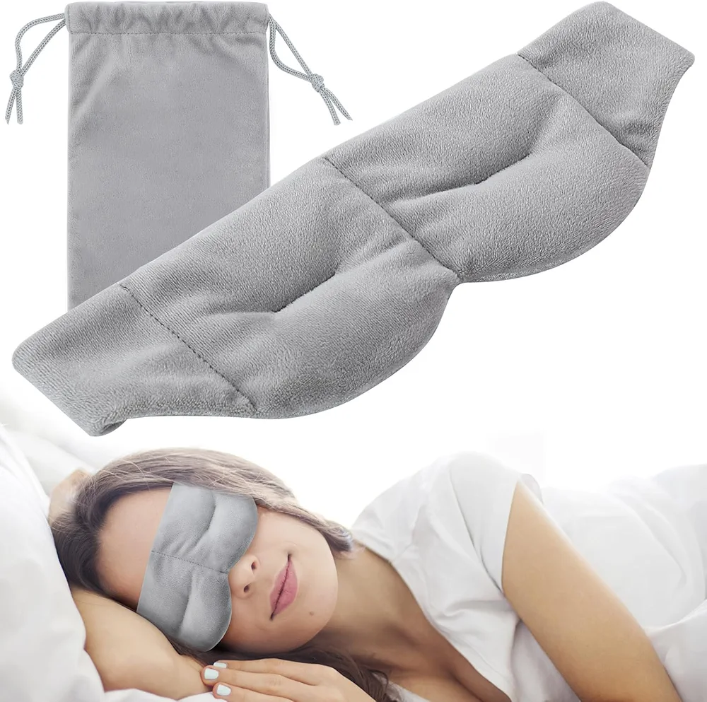 Weighted Sleep Mask Pain Relief Mask, Cooling Sleep Eye Mask, Cold Therapy Compression for Headache, Migraine, Sinus Pain, Puffy Eyes, Dry Eyes, Cotton Eye Cover Sleeping, Eye Pillow Light Blocking