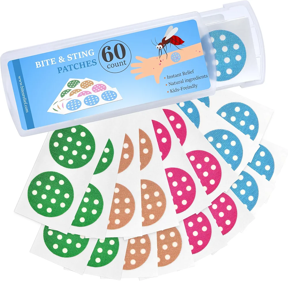 Itch Relief Patches 60 Counts, Natural Bug Bite Itch Relief Stickers for Kids, Instantly Reduce Itching & Swelling After Bite, Travel Camping Essential Gift for Family & Friends