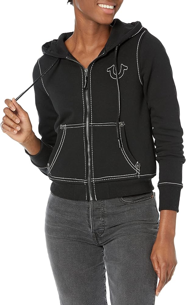 True Religion Women's Big T Classic Zip Hoodie