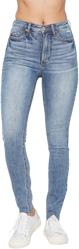 Judy Blue High Waisted Vintage Shield Pockets Skinny Jeans for Women - Comfort Stretch Denim, Classic Fit - 88871