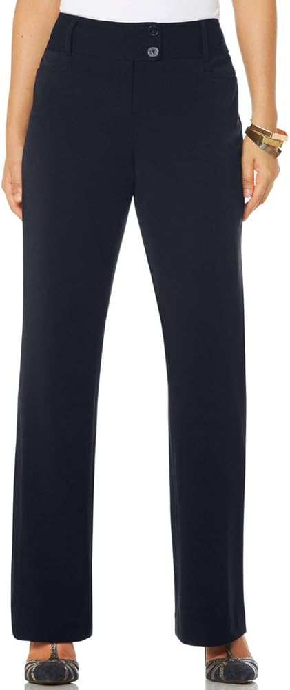 Rafaella Missy Curvy Fit Gabardine Bootcut Stretch Dress Pants With Pockets (Size 4-16), Navy, 14